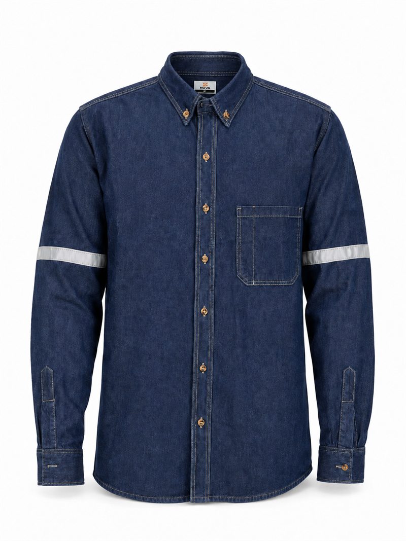 Camisa jean con cintas reflectivas